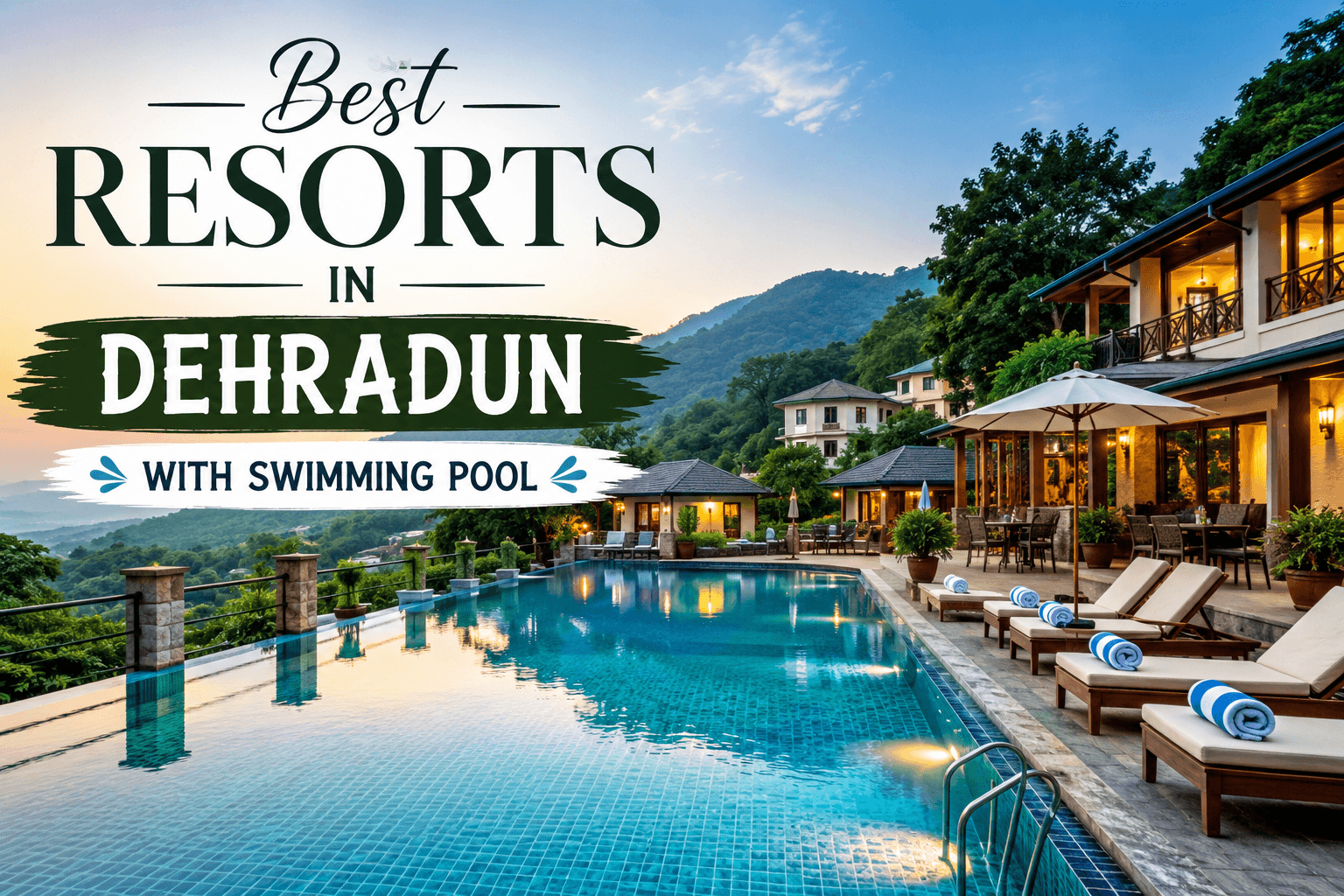 Now create feature image of this Best Resorts in Dehradun with Swimming Pool